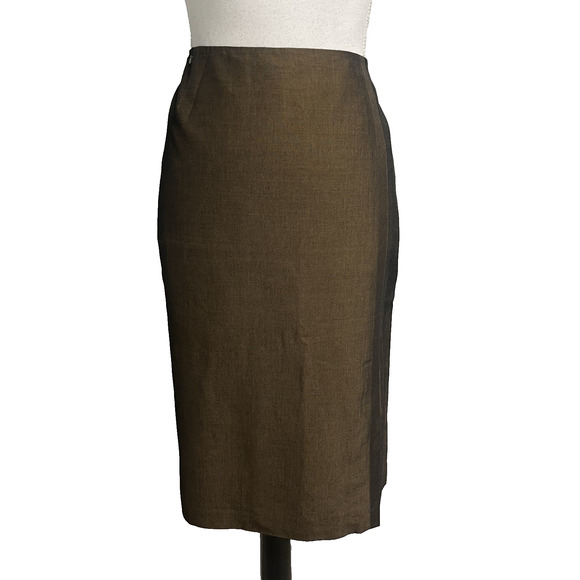 Tahari Skirt size 10 Brown Wool Mohair Shimmery Straight Pencil Knee Career Suit - Picture 1 of 6